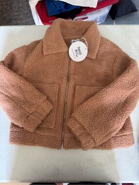 Princess Polly Cozy Teddy Zip-Up Jacket in Camel